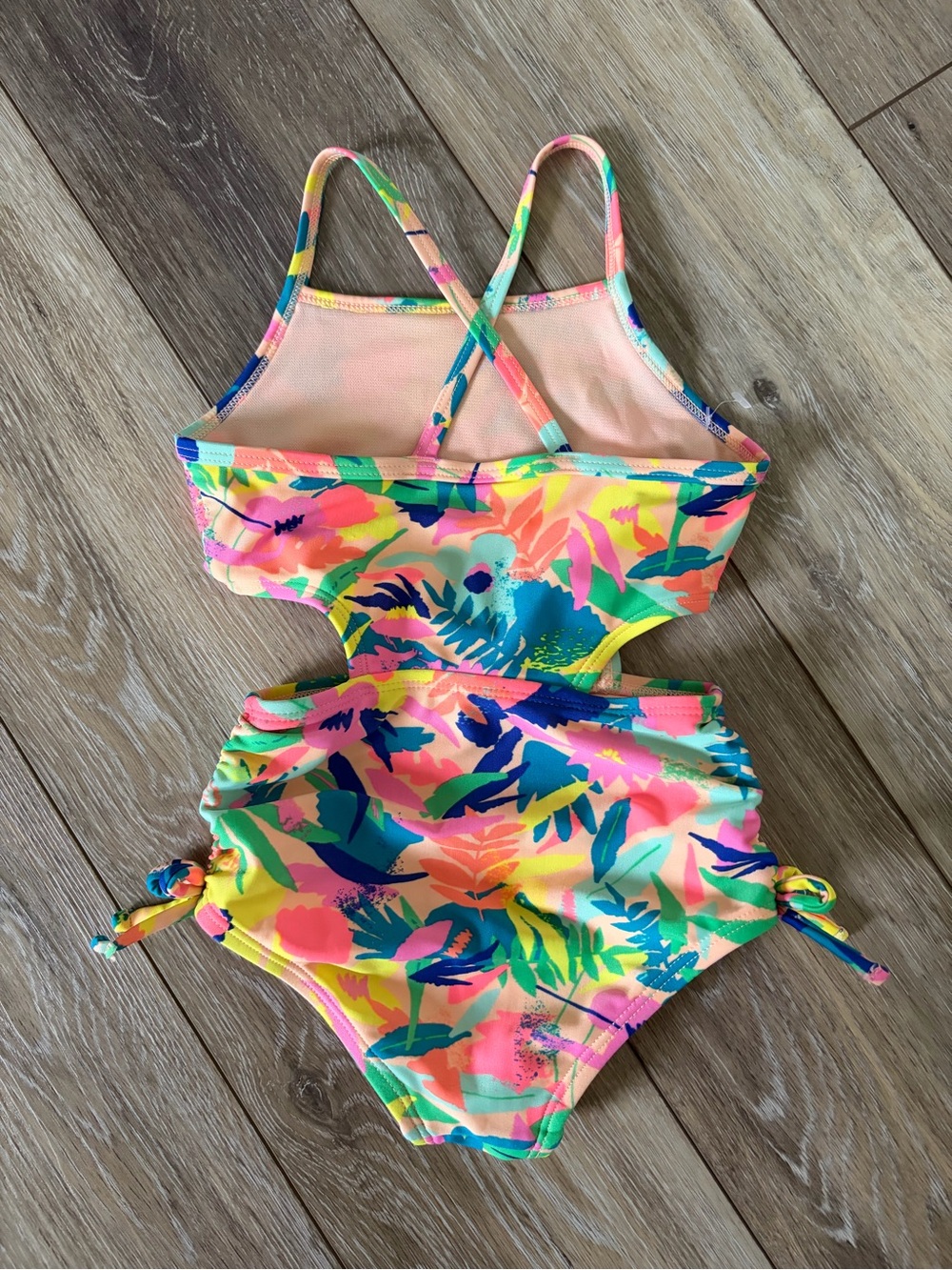 Cat & Jack Girls Floral Cutout One-Piece Swimsuit - Picture 6 of 6